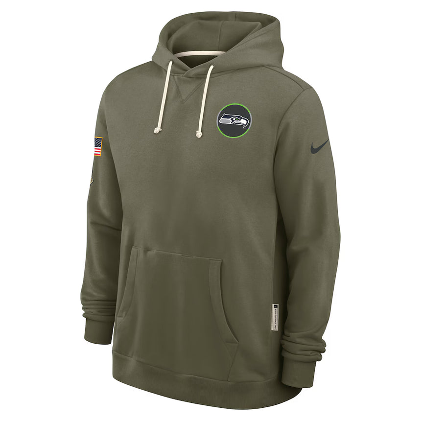 Men's Seattle Seahawks Nike Olive Green 2025 Salute To Service Club Pullover Hoodie - Pro Jersey Sports