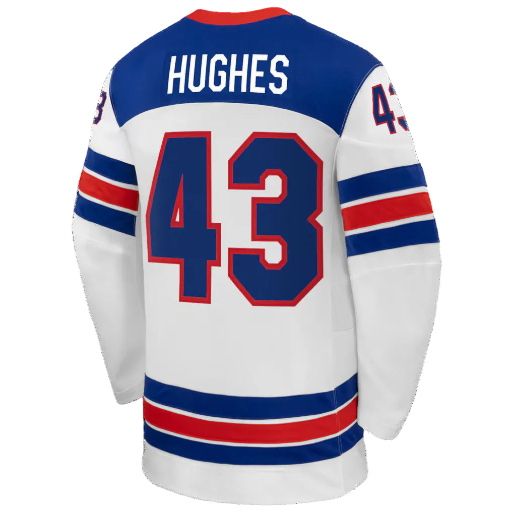 Men's Team USA Hockey Nike Quinn Hughes #43 White Replica Jersey