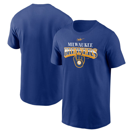 Men's Milwaukee Brewers Nike Royal Cooperstown Collection Rewind Arch T-Shirt