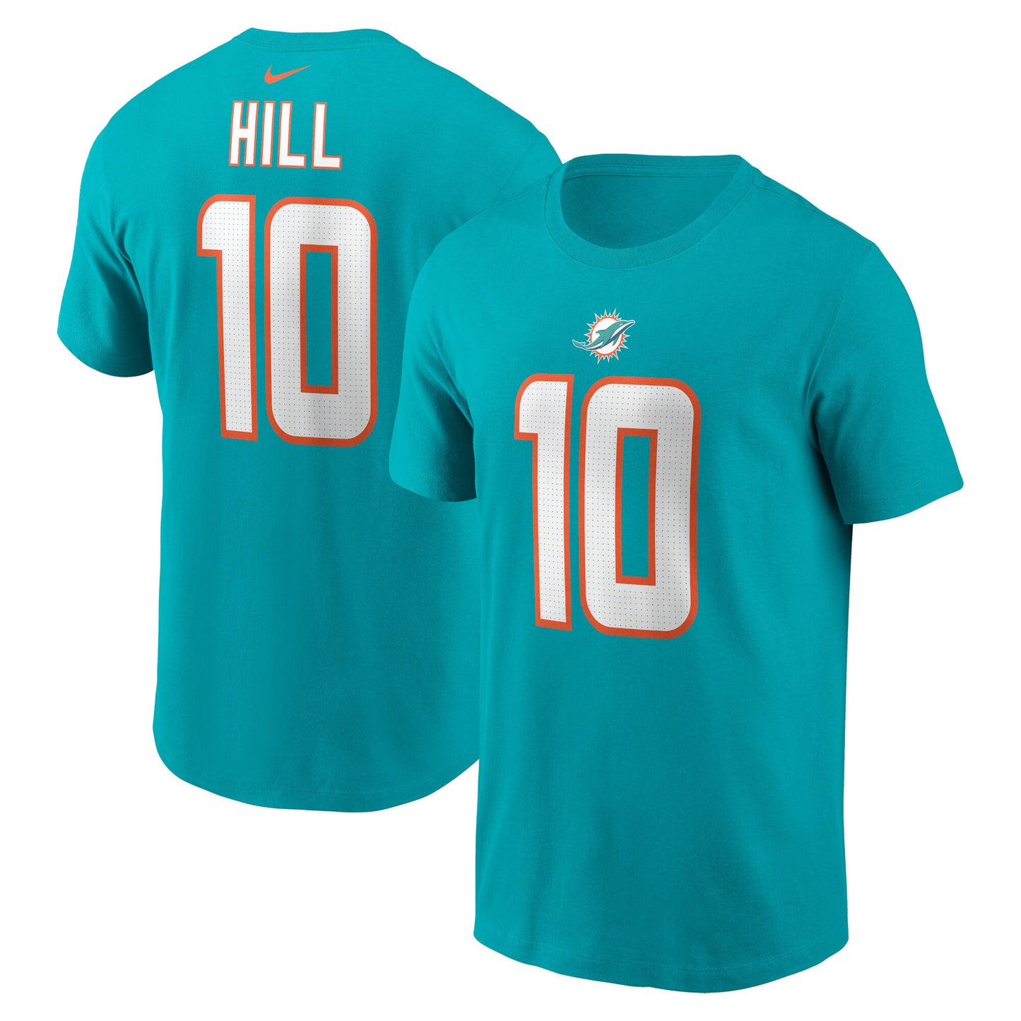 Men's Miami Dolphins Tyreek Hill Nike Aqua Player FUSE Name & Number T-Shirt