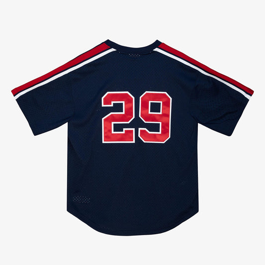 Men's Rod Carew California Angels Mitchell & Ness Cooperstown Collection Mesh Batting Practice Button-Up Jersey - Navy