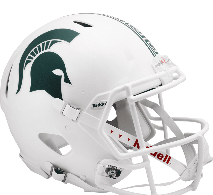 Michigan State Spartans Matte White Riddell Replica Full Size Speed Helmet - Pro Jersey Sports
