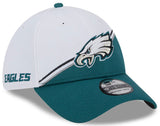 Men's Philadelphia Eagles Primary Logo New Era White/Green 2023 Sideline 39THIRTY Flex Hat - Pro Jersey Sports