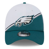 Men's Philadelphia Eagles Primary Logo New Era White/Green 2023 Sideline 39THIRTY Flex Hat - Pro Jersey Sports