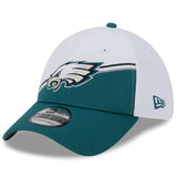 Men's Philadelphia Eagles Primary Logo New Era White/Green 2023 Sideline 39THIRTY Flex Hat - Pro Jersey Sports