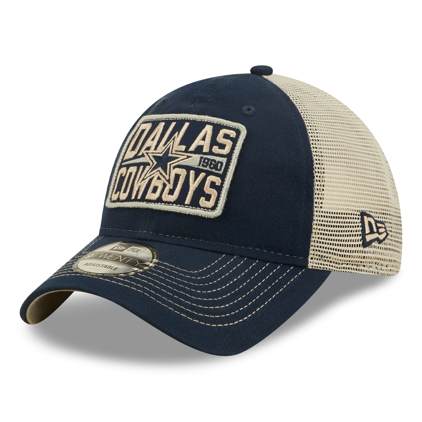 Dallas Cowboys New Era Devoted Trucker 9TWENTY Snapback Hat - Navy/Natural