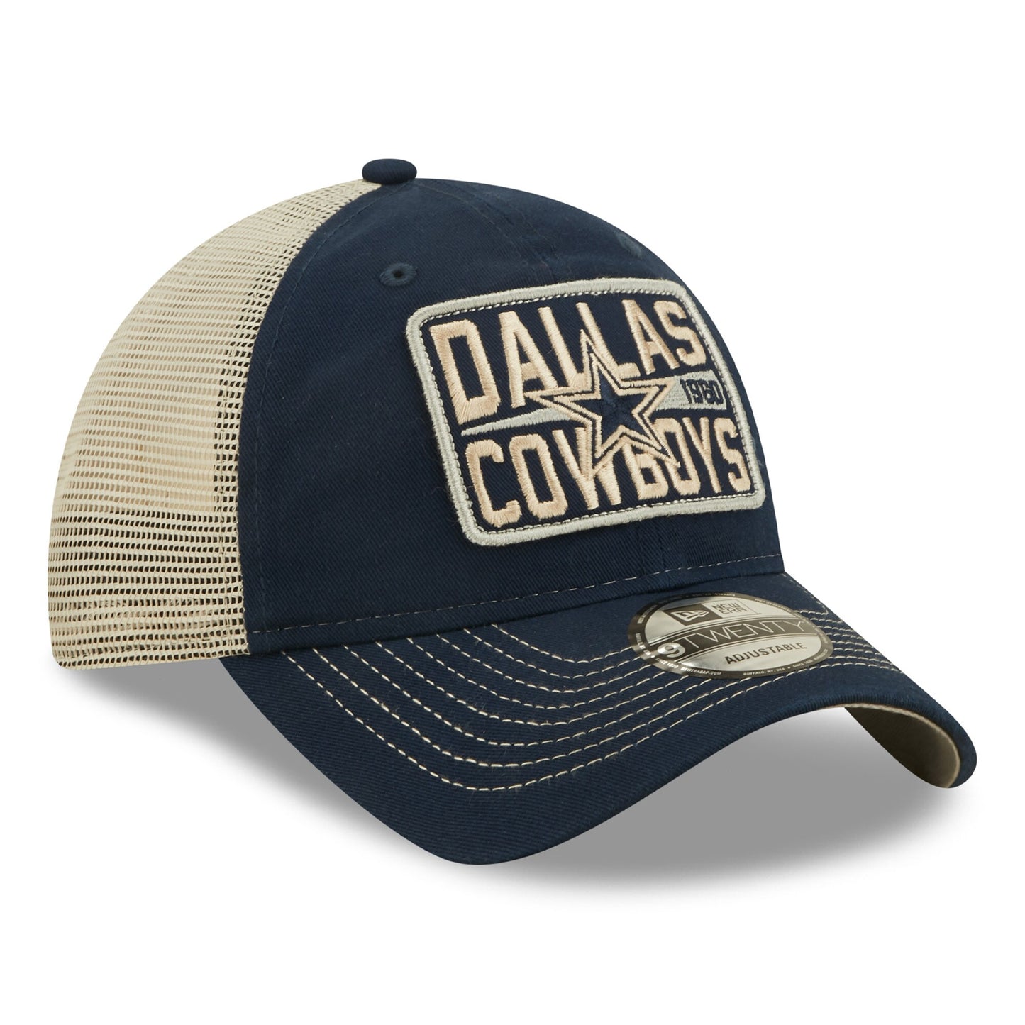 Dallas Cowboys New Era Devoted Trucker 9TWENTY Snapback Hat - Navy/Natural