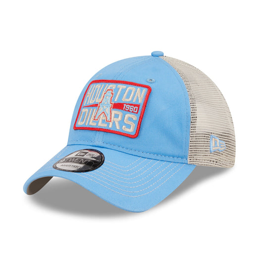 Men's Houston Oilers New Era Stated Back Trucker 9TWENTY Adjustable Snapback Hat