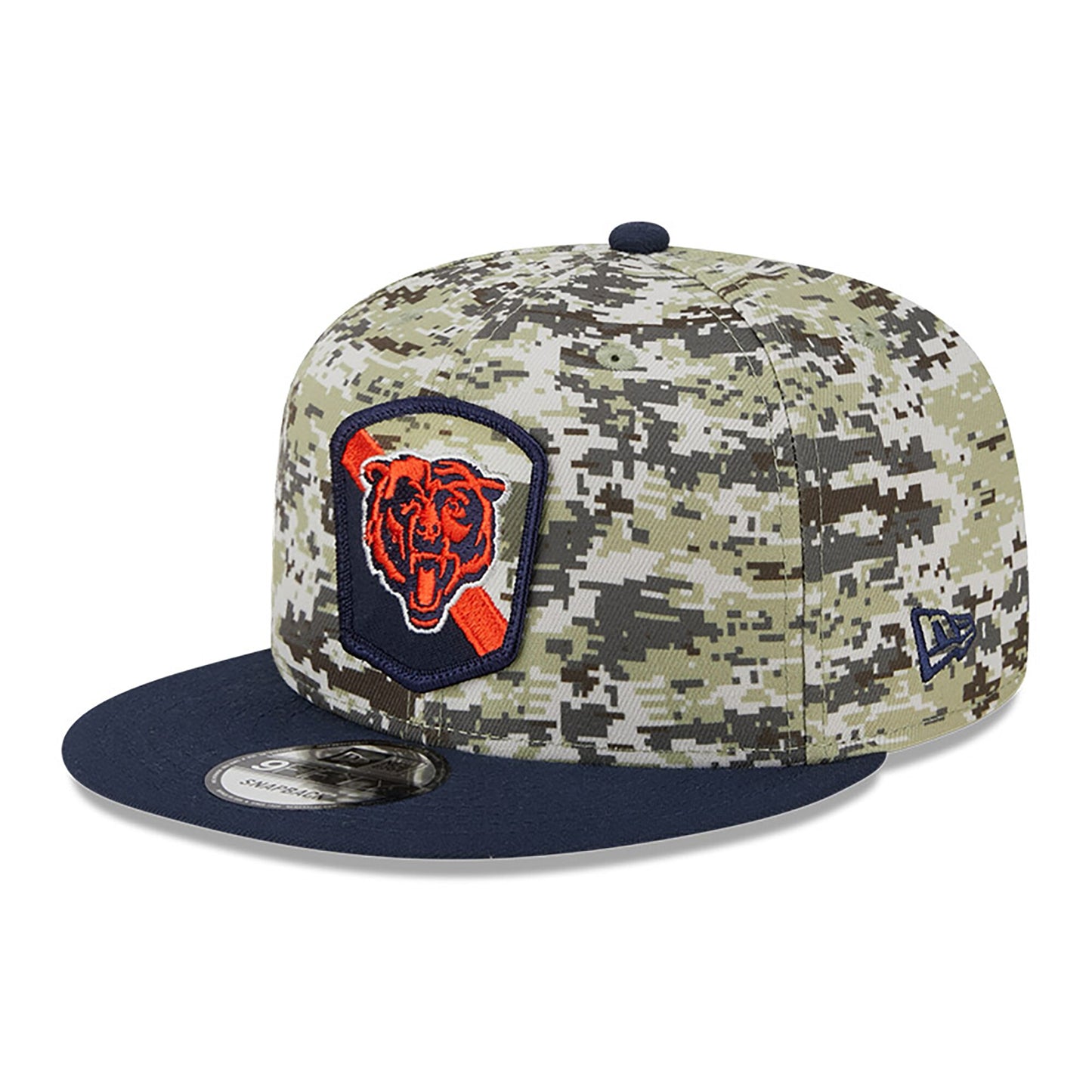 Men's Chicago Bears 2023 Salute To Service Primary Logo Camo/Navy 9FIFTY Snapback Hat