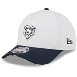 Men's Chicago Bears New Era White/Navy 2025 NFL Training Camp 9FORTY M-Crown Adjustable A-Frame Hat - Pro Jersey Sports