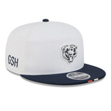 Men's Chicago Bears New Era White/Navy 2025 NFL Training Camp Split Panel 9FIFTY Snapback Hat - Pro Jersey Sports