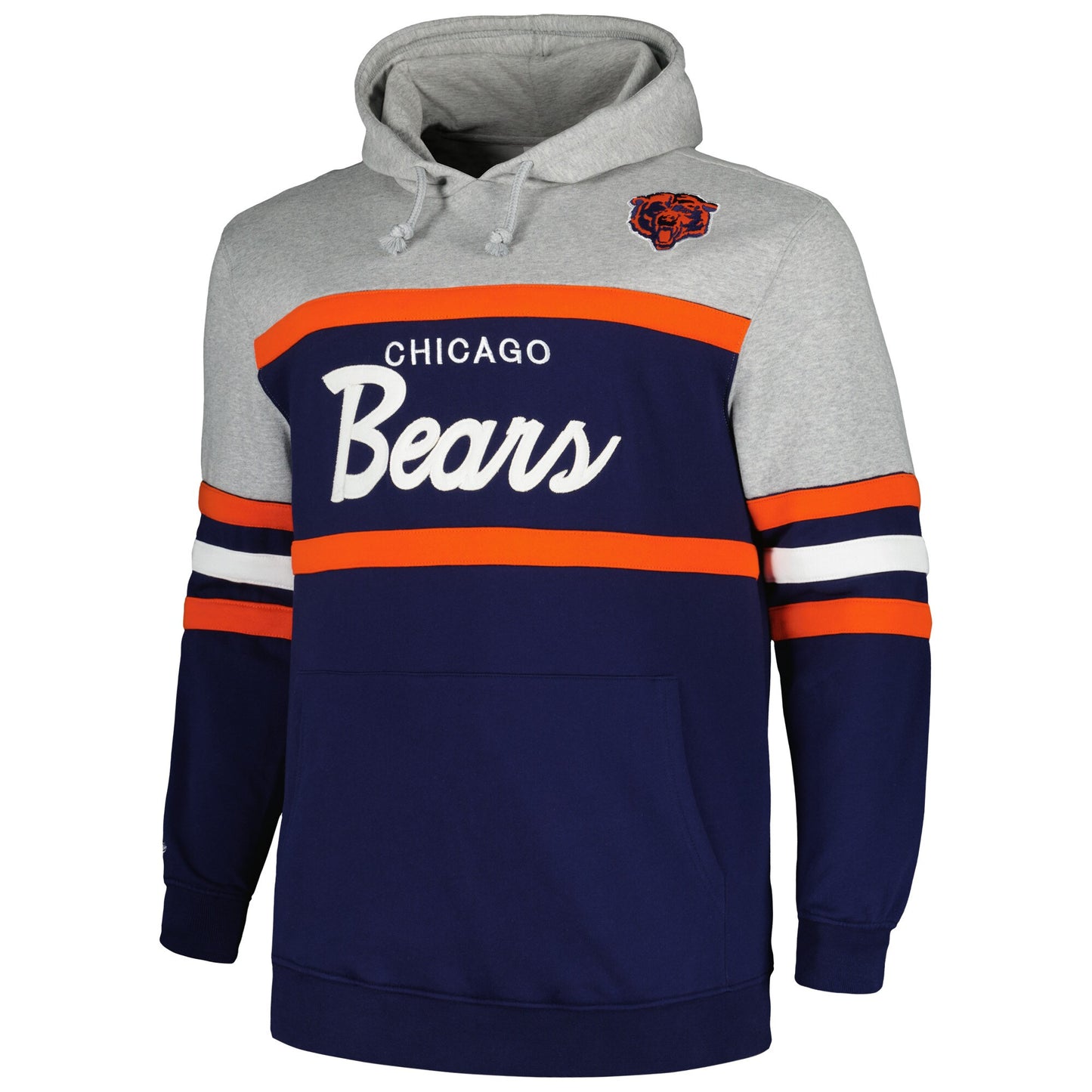 Men's Chicago Bears Mitchell & Ness Head Coach Heather Gray/Navy Pullover Hoodie