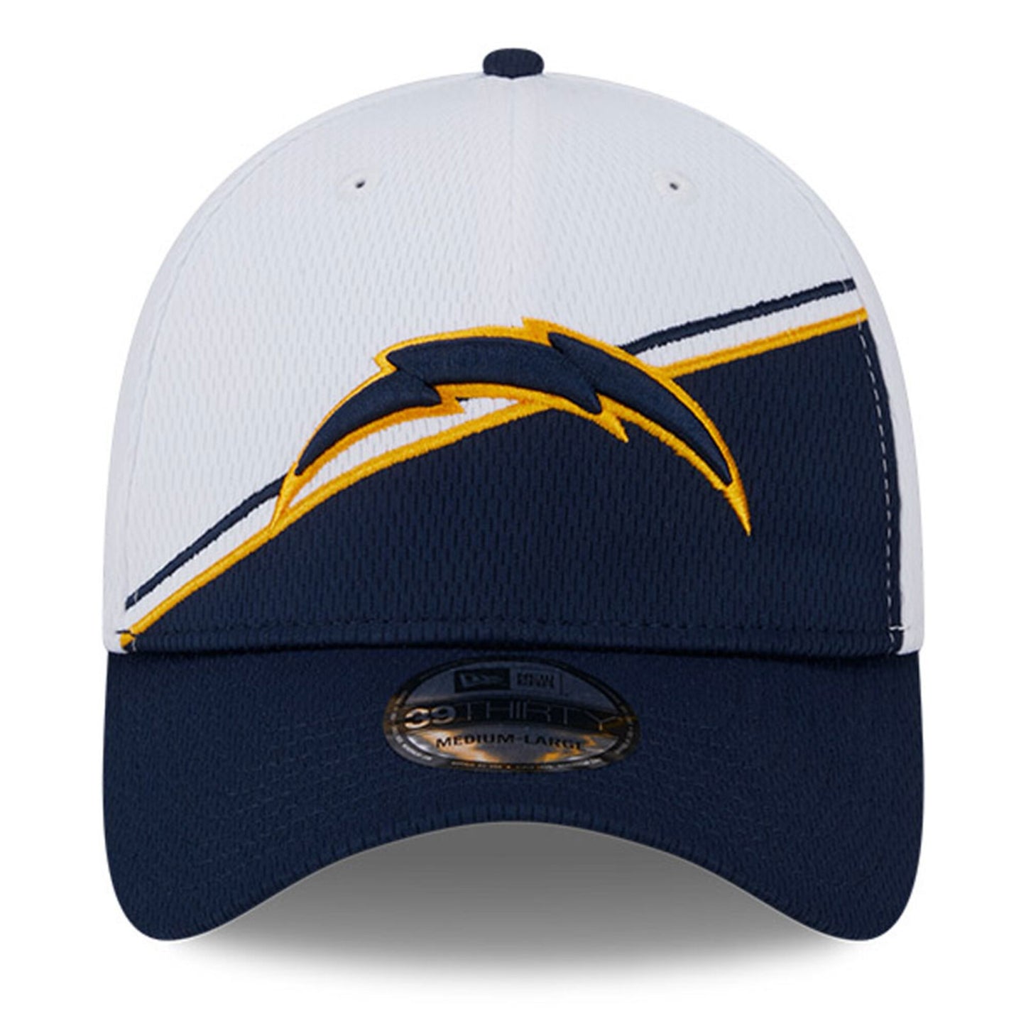 Men's Los Angeles Chargers Primary Logo New Era White/Navy 2023 Sideline 39THIRTY Flex Hat