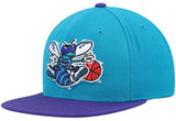 Men's Charlotte Hornets Mitchell & Ness 2 Tone Teal/ Purple Hardwood Classics 2.0 Snapback Adjustable Hat - Pro Jersey Sports