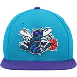 Men's Charlotte Hornets Mitchell & Ness 2 Tone Teal/ Purple Hardwood Classics 2.0 Snapback Adjustable Hat - Pro Jersey Sports