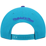Men's Charlotte Hornets Mitchell & Ness 2 Tone Teal/ Purple Hardwood Classics 2.0 Snapback Adjustable Hat - Pro Jersey Sports
