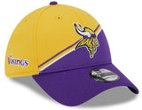 Men's Minnesota Vikings Primary Logo New Era Yellow/Purple 2023 Sideline 39THIRTY Flex Hat - Pro Jersey Sports