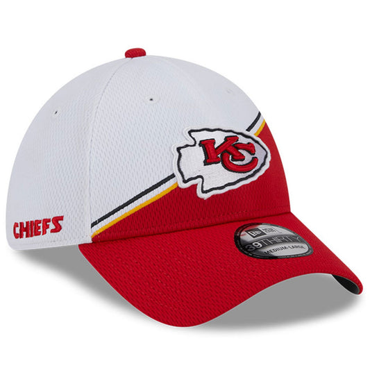 Men's Kansas City Chiefs Primary Logo New Era White/Red 2023 Sideline 39THIRTY Flex Hat