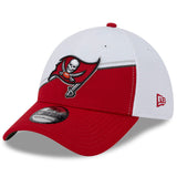Men's Tampa Bay Buccaneers Primary Logo New Era White/Red 2023 Sideline 39THIRTY Flex Hat - Pro Jersey Sports