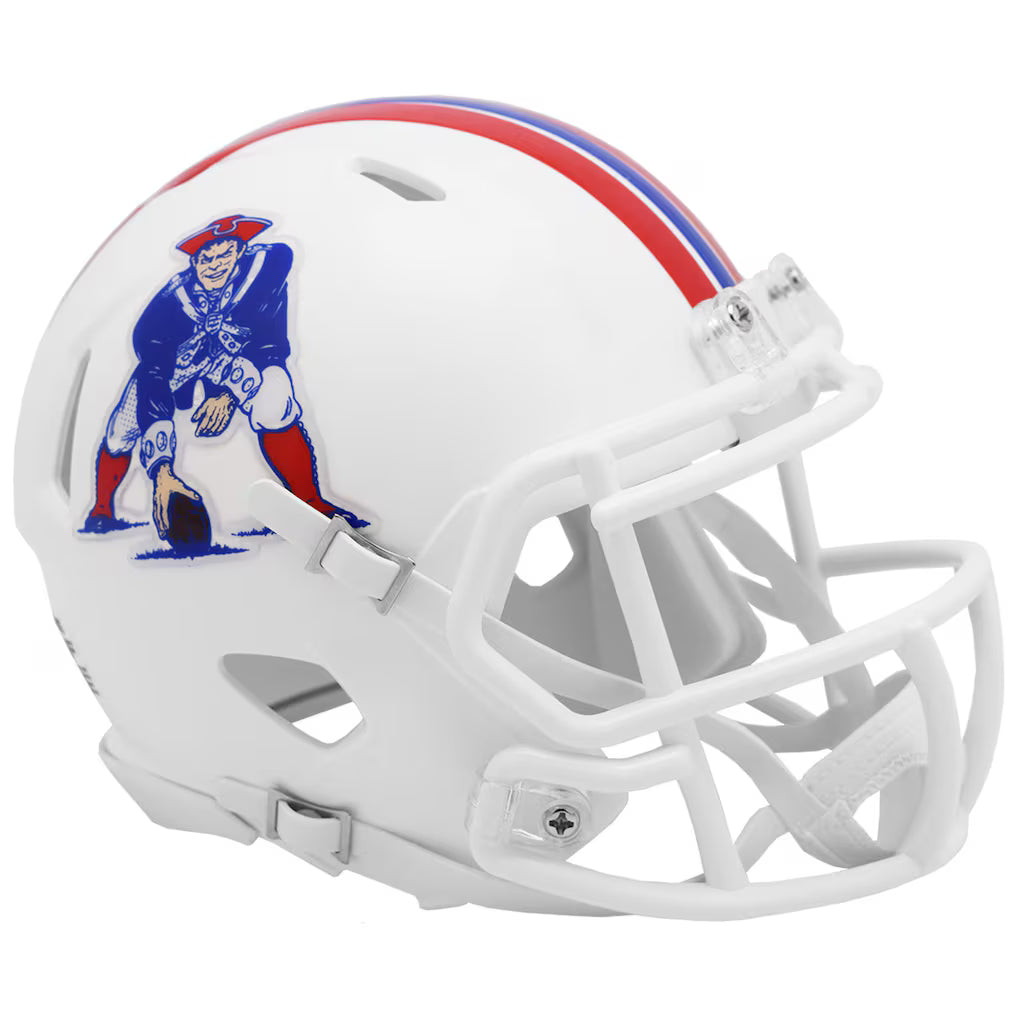 New England Patriots 1990-1992 White Speed Mini Helmet - Pro Jersey Sports