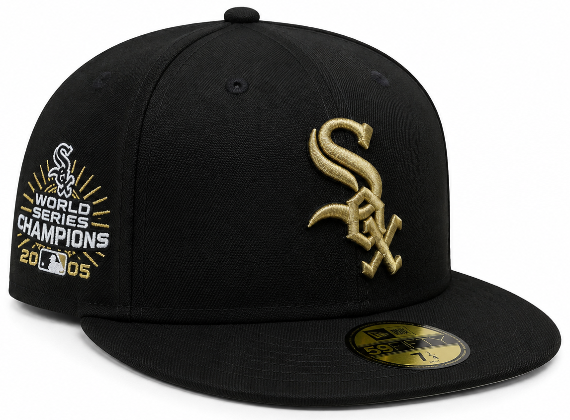 Chicago White Sox New Era 2005 World Series Champions Black and Gold 59FIFTY Fitted Hat