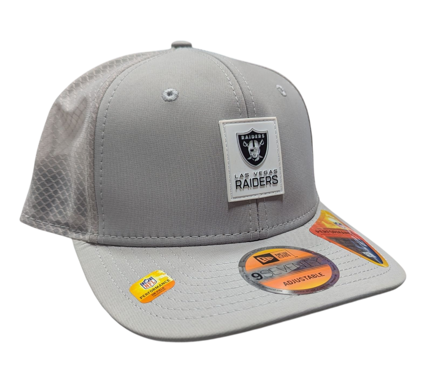 Men's Las Vegas Raiders New Era Gray 2025 NFL Sideline Heat 9SEVENTY Adjustable Hat - Pro Jersey Sports
