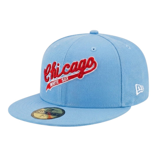 Chicago White Sox New Era Sky Blue Cooperstown Script 59FIFTY Fitted Hat