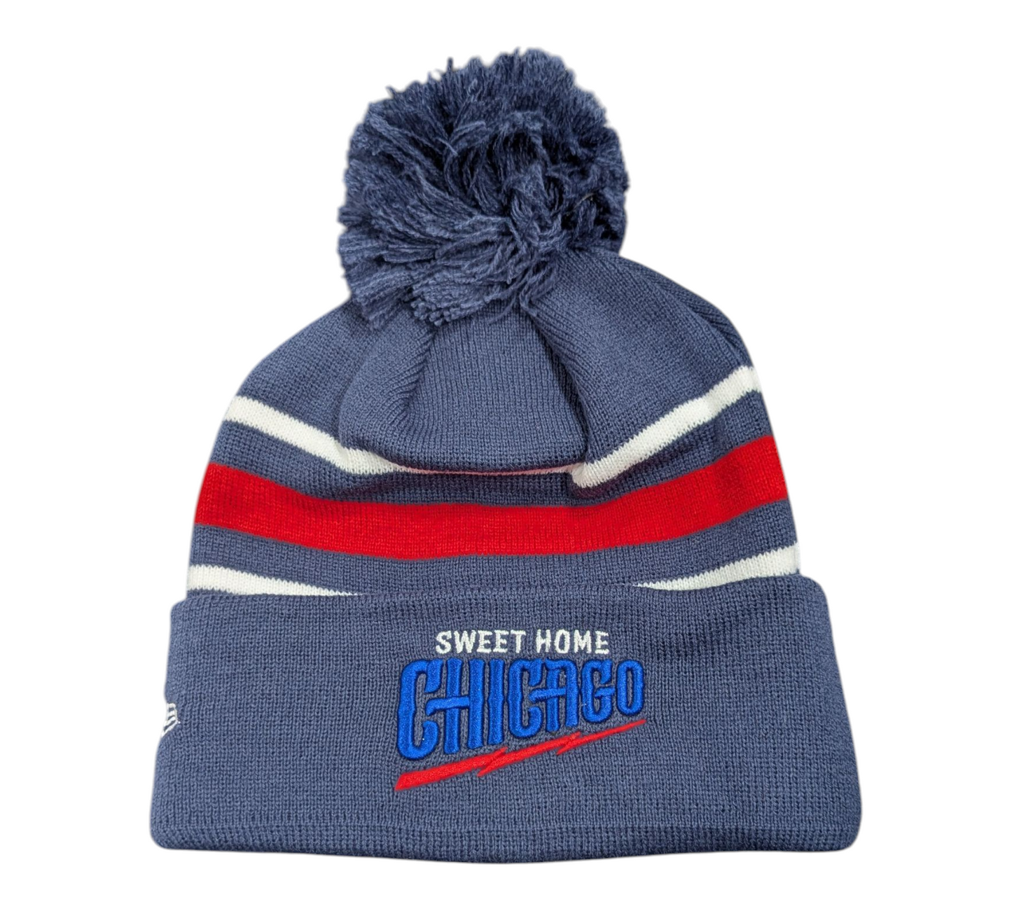 Chicago Cubs New Era Navy 2nd Alternate Guitar Bear Cuffed Knit Hat with Pom - Pro Jersey Sports