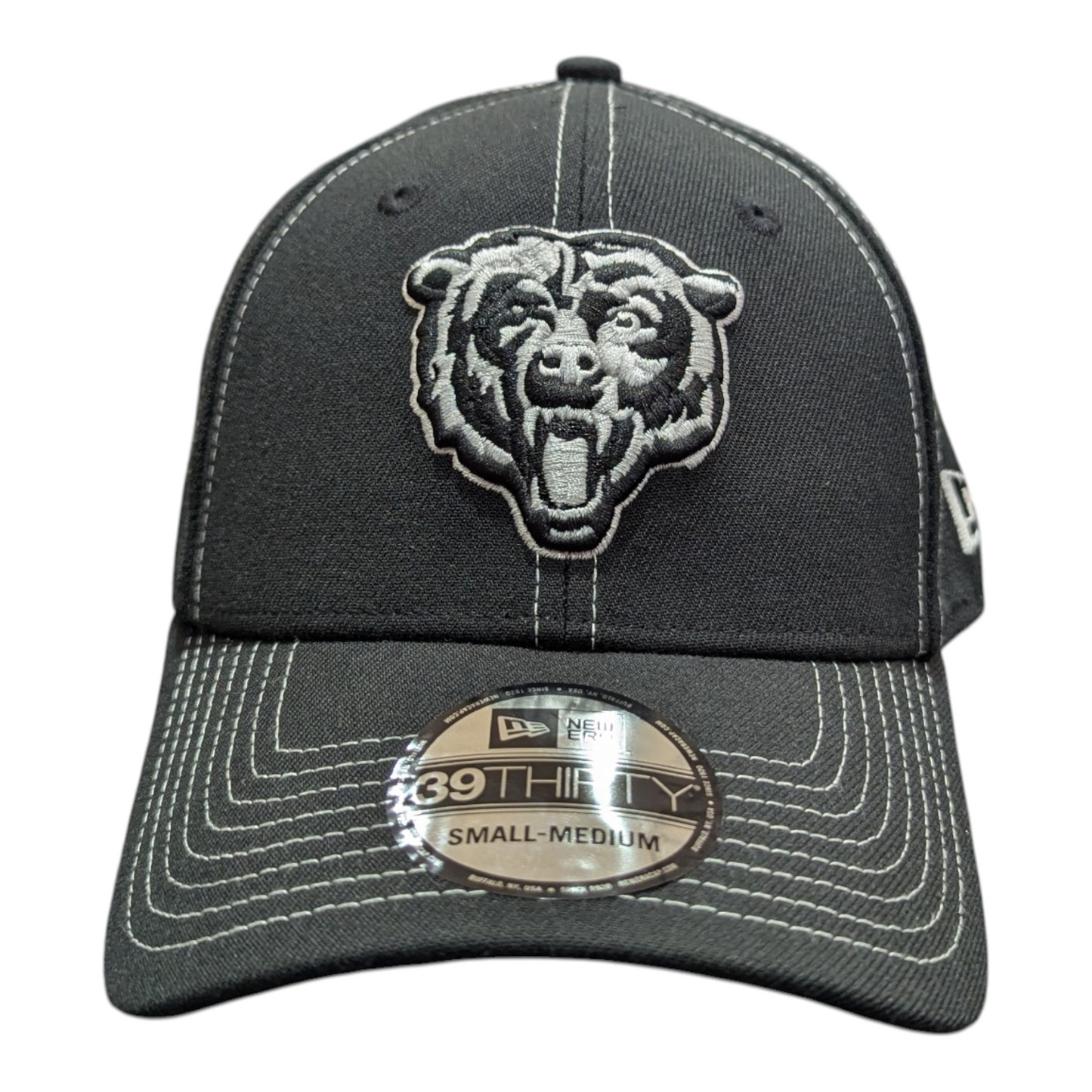 Chicago Bears New Era Black and White 39THIRTY Flex Hat - Pro Jersey Sports