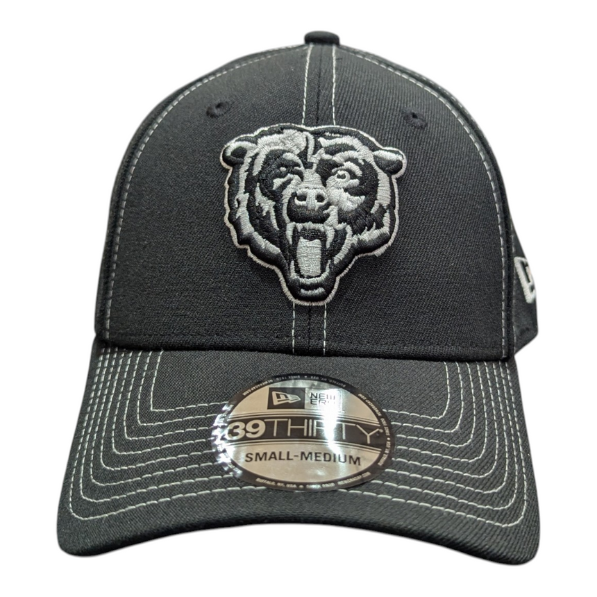 Chicago Bears New Era Black and White 39THIRTY Flex Hat - Pro Jersey Sports