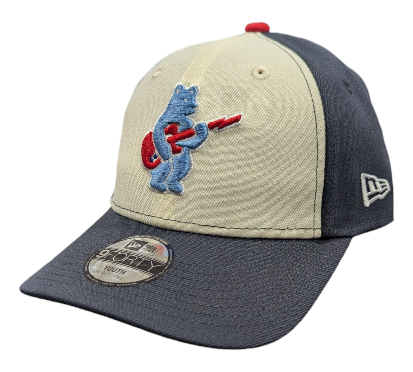 Youth Chicago Cubs Alternate 2 Guitar Bear 9FORTY Adjustable Chrome/Navy Blue Cap By New Era - Pro Jersey Sports