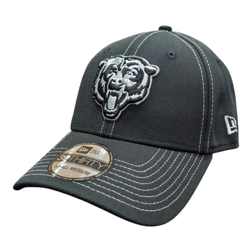Chicago Bears New Era Black and White 39THIRTY Flex Hat - Pro Jersey Sports
