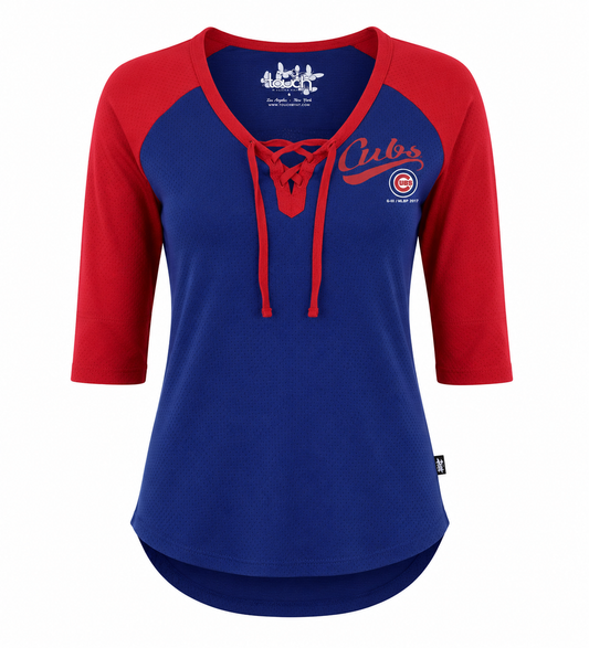 Women's Chicago Cubs Touch by Alyssa Milano Blue/Red Perfect Game 3/4-Sleeve T-Shirt