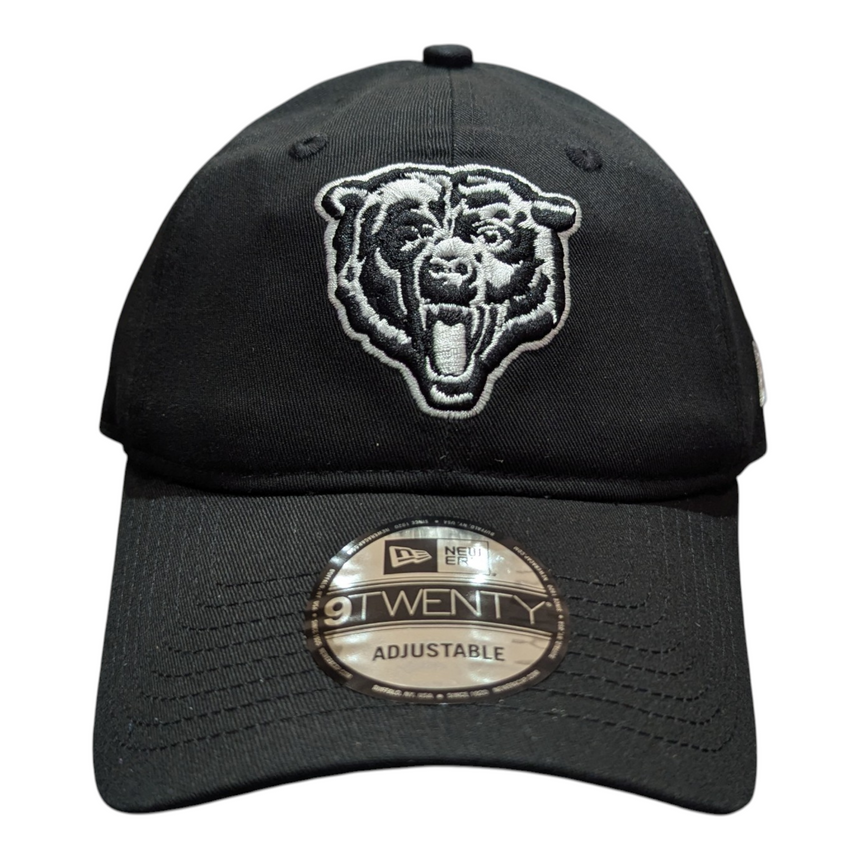 Chicago Bears New Era Black And White Primary Logo 9TWENTY Adjustable Hat - Pro Jersey Sports