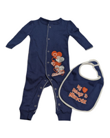 Infant Illinois Fighting Illini Navy Hearts Coverall And Bib Set - Pro Jersey Sports