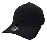 Chicago Blackhawks New Era Black on Black Tonal 39THIRTY Flex Hat - Pro Jersey Sports