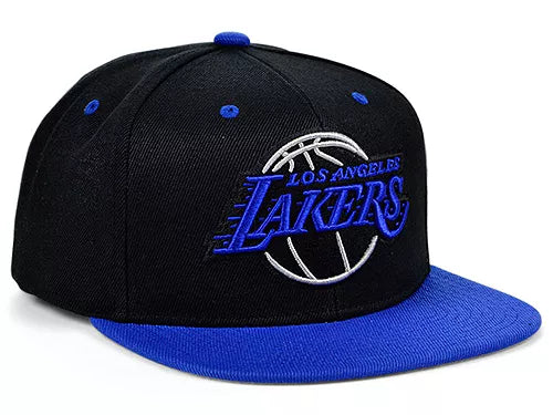 Men's Los Angeles Lakers NBA 2 Tone Black/Blue Royalty Mitchell & Ness Snapback Hat