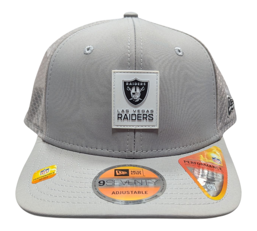 Men's Las Vegas Raiders New Era Gray 2025 NFL Sideline Heat 9SEVENTY Adjustable Hat - Pro Jersey Sports