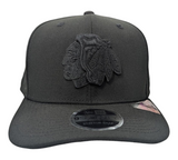 Chicago Blackhawks New Era NHL Tonal Black on Black 9SEVENTY Adjustable Hat - Pro Jersey Sports