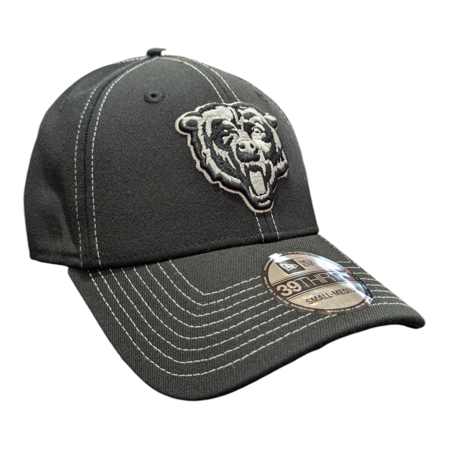 Chicago Bears New Era Black and White 39THIRTY Flex Hat - Pro Jersey Sports
