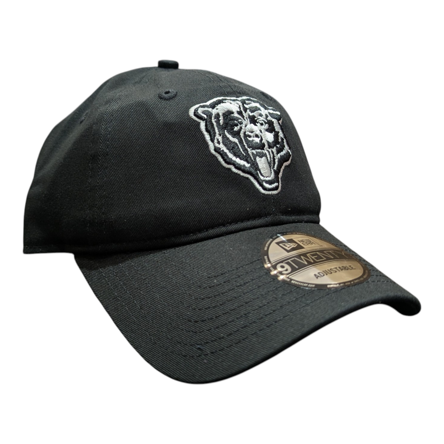 Chicago Bears New Era Black And White Primary Logo 9TWENTY Adjustable Hat - Pro Jersey Sports