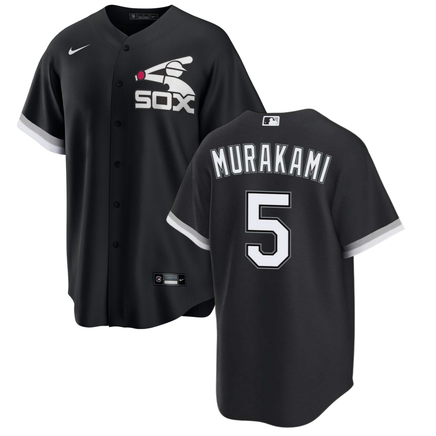 Men's Munetaka Murakami Chicago White Sox NIKE Replica Black Batterman logo Jersey With Pro Tackle Twill Lettering