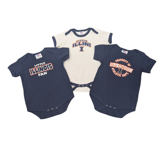 Infant Illinois Fighting Illini Team Color 3 Pack Creeper Set - Pro Jersey Sports