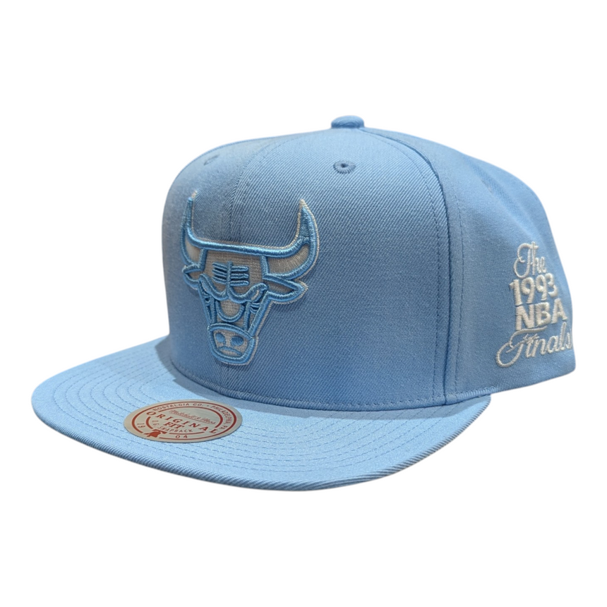 Mitchell & Ness Chicago Bulls Blue Gleam 1993 NBA Finals Snapback Hat Adjustable Hat - Pro Jersey Sports