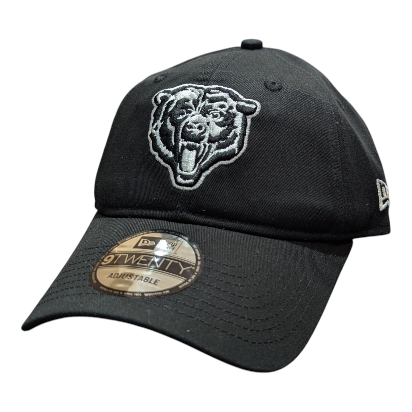 Chicago Bears New Era Black And White Primary Logo 9TWENTY Adjustable Hat - Pro Jersey Sports