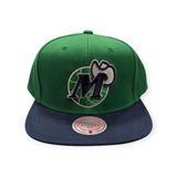 Men's Dallas Mavericks NBA Core Basic Green/Navy HWC Mitchell & Ness Snapback Hat - Pro Jersey Sports