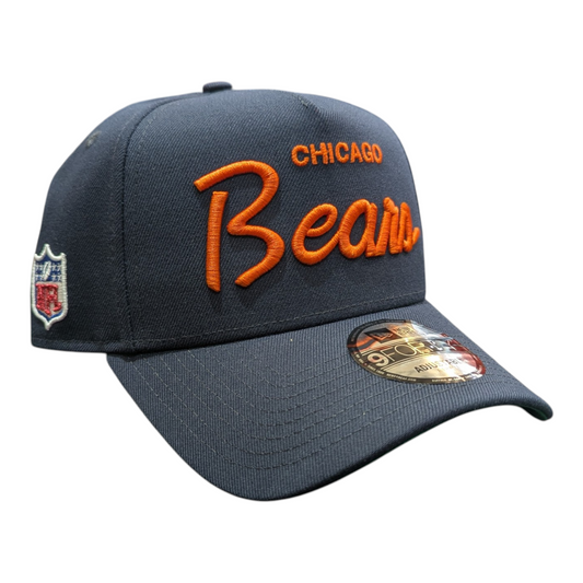 Chicago Bears New Era Navy Gridiron A-Frame 9FORTY Adjustable Hat - Pro Jersey Sports