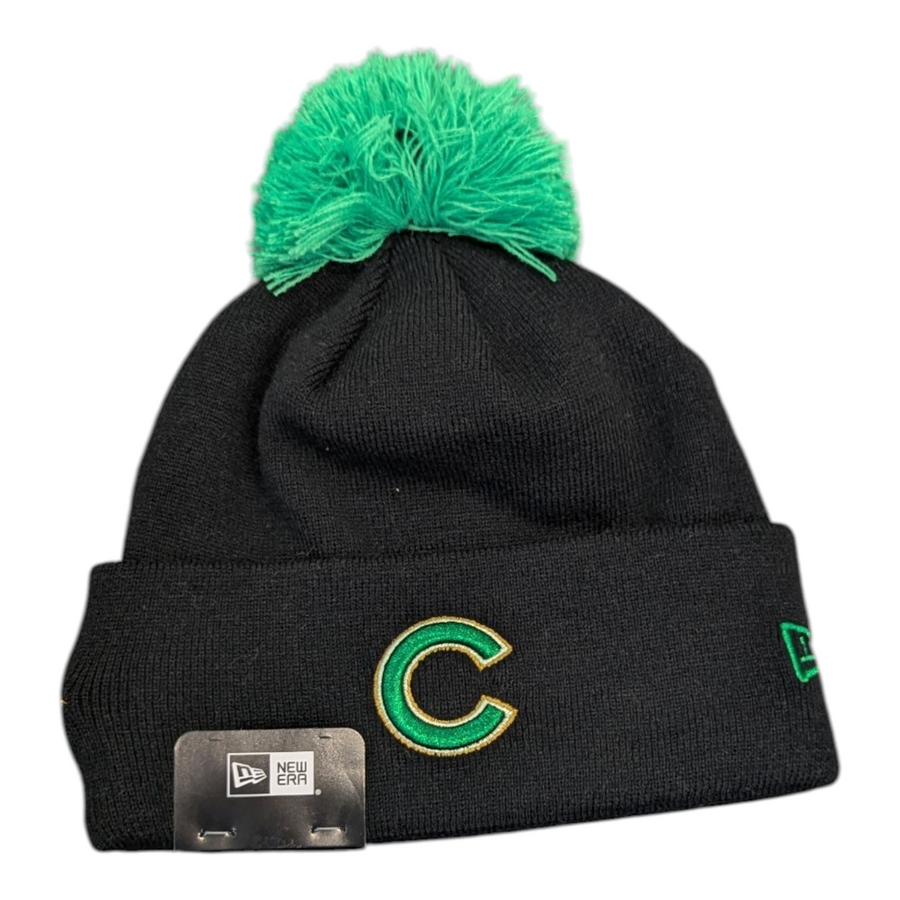 Chicago Cubs New Era Black St. Patrick's Day Cuffed Knit Hat with Pom