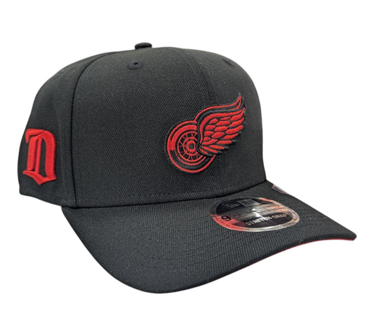 Detroit Red Wings New Era NHL Black D 9SEVENTY Adjustable Hat - Pro Jersey Sports