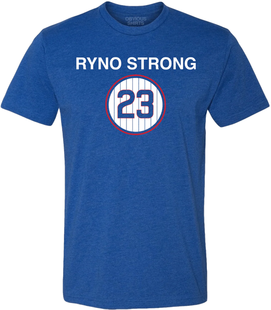 Men's Obvious Shirts Ryne Sandberg Ryno Strong Chicago Cubs Blue Tee